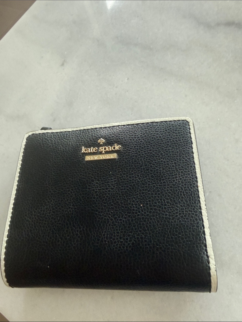 kate spade Black Wallet with Cream Trim and Gold Logo